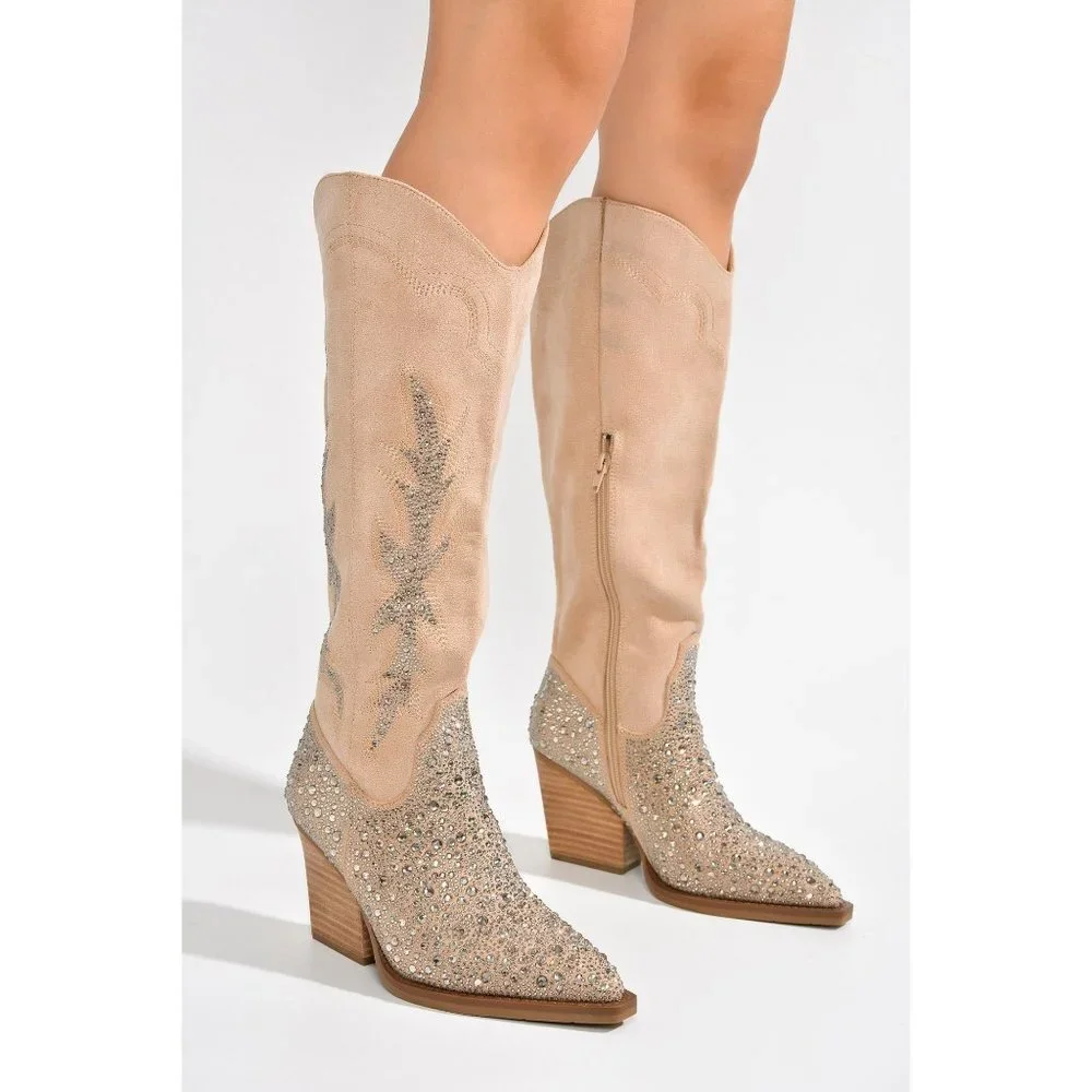 Cape Robbin Block Studded Western Cowboy Boots Ivory Size 8 - Picture 3 of 6